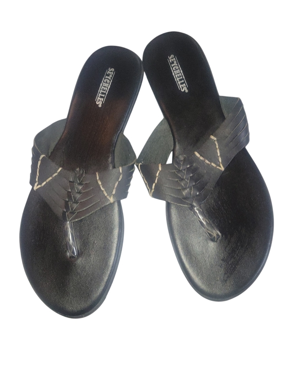 Seychelles Black Woven  Braided Leather Thong Sandals Sz 10